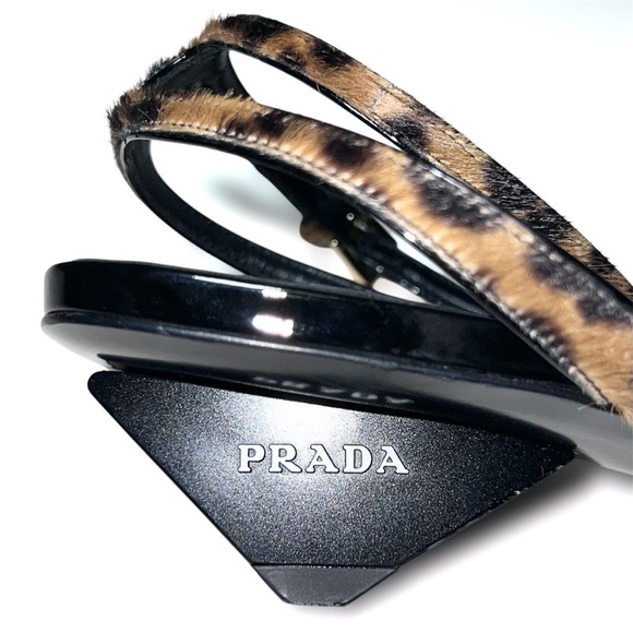 Prada Printed Leather Sandals in Honey - Picture 5 of 8